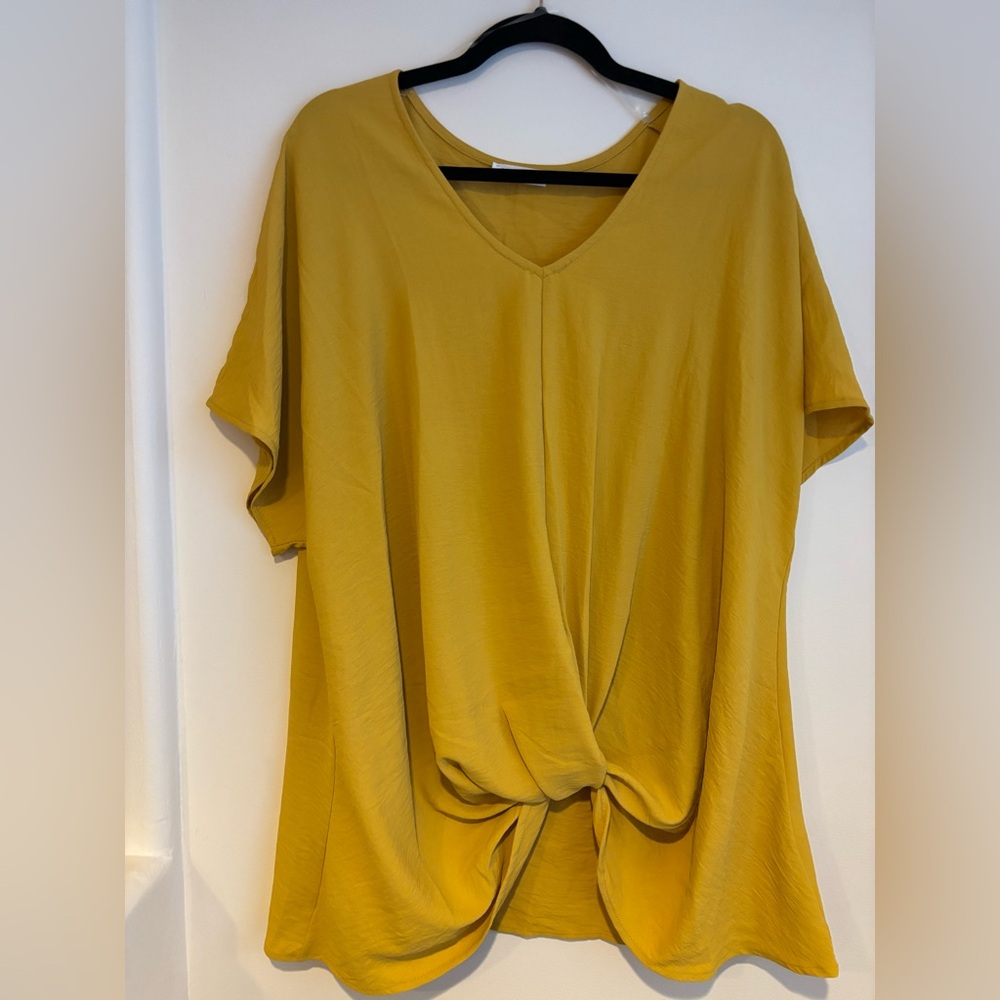 Chic Soul Mustard Short Sleeve Top Plus Size
